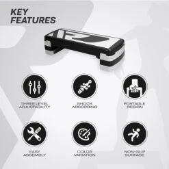 RDX SPORTS RDX 1P 20cm Aerobic Step Platform With 3 Level Risers 5cm Height Each 16 RDX SPORTS RDX 1P 20cm Aerobic Step Platform With 3 Level Risers 5cm Height Each -Rdx Sports 1b aerobic step black 3