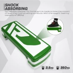 RDX SPORTS RDX 1P 20cm Aerobic Step Platform With 3 Level Risers 5cm Height Each 18 RDX SPORTS RDX 1P 20cm Aerobic Step Platform With 3 Level Risers 5cm Height Each -Rdx Sports 1g aerobic step green 5