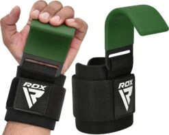 RDX SPORTS RDX W5 Weight Lifting Hook Straps -Rdx Sports army green hook 1