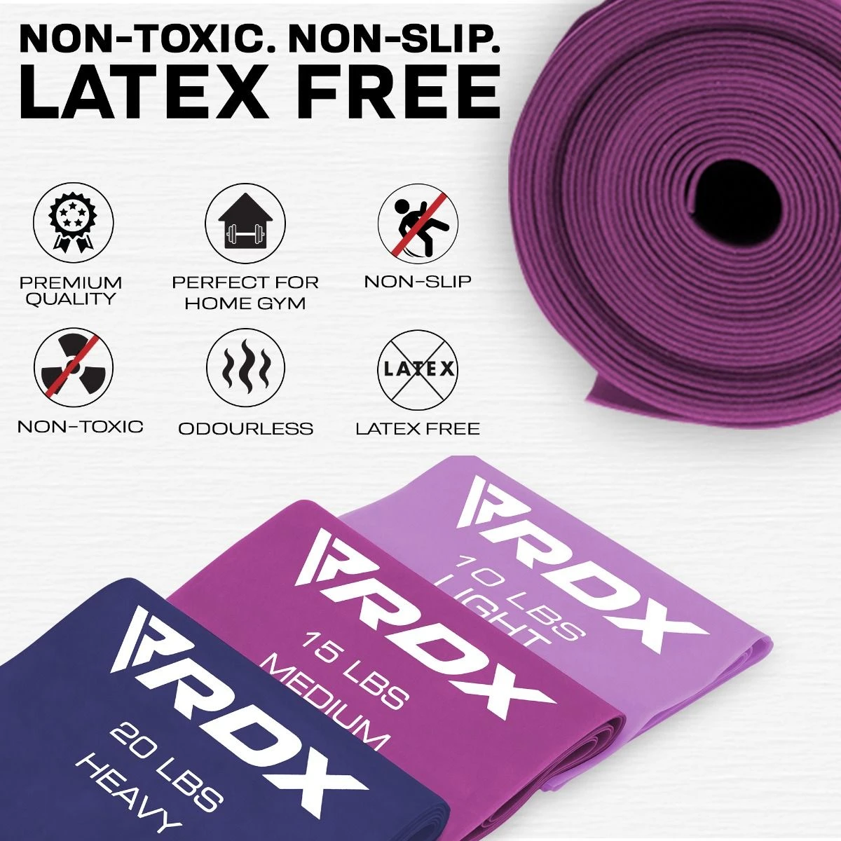 RDX SPORTS RDX B5 TPE Flat Resistance Training Bands Set 5 RDX SPORTS RDX B5 TPE Flat Resistance Training Bands Set - Image 3