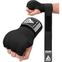RDX SPORTS RDX IS Gel Padded Inner Gloves Hook & Loop Wrist Strap For Knuckle Protection OEKO-TEX® Standard 100 Certified -Rdx Sports black hoisery inner step 1