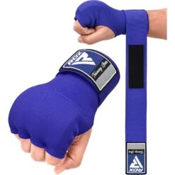 RDX SPORTS RDX IS Gel Padded Inner Gloves Hook & Loop Wrist Strap For Knuckle Protection OEKO-TEX® Standard 100 Certified -Rdx Sports blue hoisery inner step 1