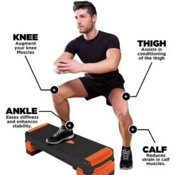 RDX SPORTS RDX PP Aerobic Step Platform With 3 Adjustable Height -Rdx Sports blue orange fitness aerobic step riser 6