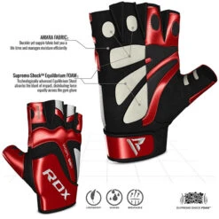 RDX SPORTS RDX S8 BOLD RED LEATHER GYM GLOVES -Rdx Sports bold weight lifting gloves 317