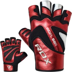 RDX SPORTS RDX S8 BOLD RED LEATHER GYM GLOVES -Rdx Sports bold weight lifting gloves 319