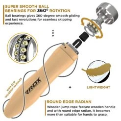 RDX SPORTS RDX BR 10.3ft Wooden Handles Jump Rope -Rdx Sports br 10.3ft wooden handles skipping rope 2