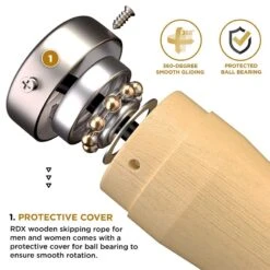 RDX SPORTS RDX BR 10.3ft Wooden Handles Jump Rope -Rdx Sports br 10.3ft wooden handles skipping rope 3