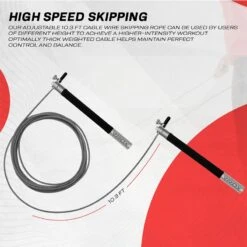 RDX SPORTS RDX C3 Adjustable 10.3ft Black Jump Rope With Non-Slip Handles -Rdx Sports c3 jump rope pvc coated 3