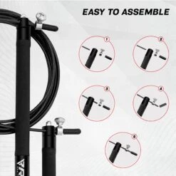 RDX SPORTS RDX C3 Adjustable 10.3ft Black Jump Rope With Non-Slip Handles -Rdx Sports c3 jump rope pvc coated 7