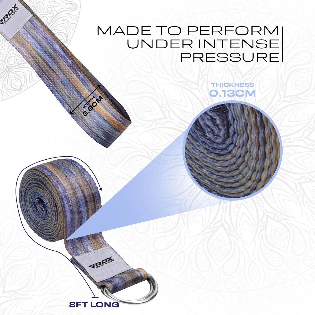 RDX SPORTS RDX F1 D-Ring Steel Buckle Cotton Yoga Strap 5 RDX SPORTS RDX F1 D-Ring Steel Buckle Cotton Yoga Strap - Image 3