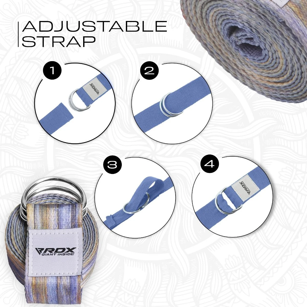 RDX SPORTS RDX F1 D-Ring Steel Buckle Cotton Yoga Strap 8 RDX SPORTS RDX F1 D-Ring Steel Buckle Cotton Yoga Strap - Image 6