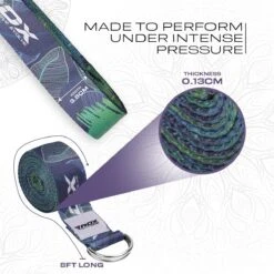 RDX SPORTS RDX F10 D-Ring Steel Buckle Cotton Yoga Strap -Rdx Sports f10 yoga strap pattern 3