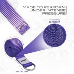 RDX SPORTS RDX F12 D-Ring Steel Buckle Cotton Yoga Strap -Rdx Sports f12 yoga strap pattern 3