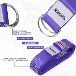 RDX SPORTS RDX F12 D-Ring Steel Buckle Cotton Yoga Strap -Rdx Sports f12 yoga strap pattern 4