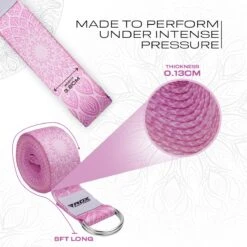 RDX SPORTS RDX F13 D-Ring Steel Buckle Cotton Yoga Strap -Rdx Sports f13 yoga strap pattern 3