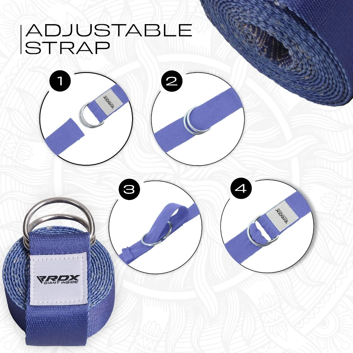 RDX SPORTS RDX F16 D-Ring Steel Buckle Cotton Yoga Strap 8 RDX SPORTS RDX F16 D-Ring Steel Buckle Cotton Yoga Strap - Image 6