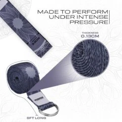 RDX SPORTS RDX F18 D-Ring Steel Buckle Cotton Yoga Strap -Rdx Sports f18 yoga strap pattern 3