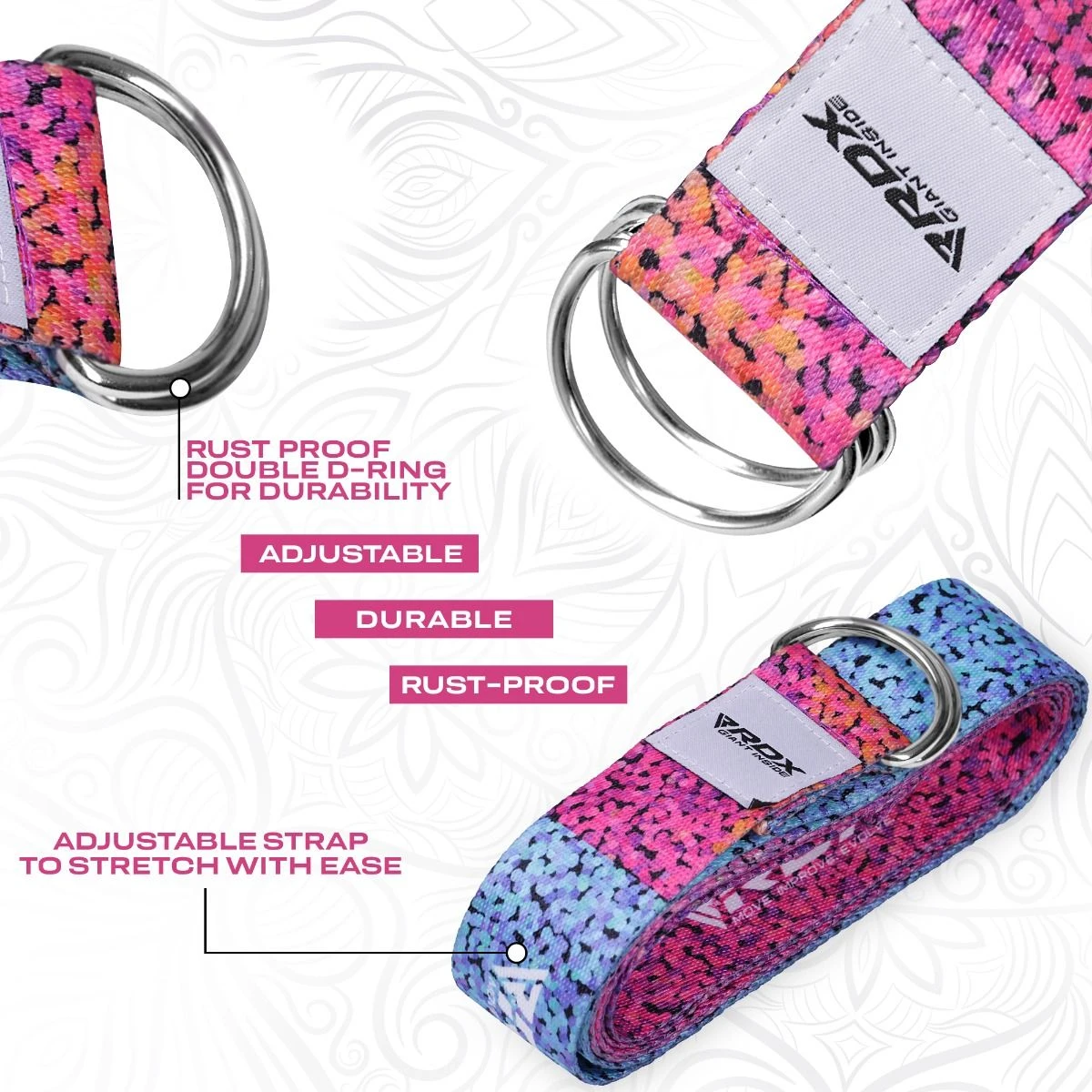 RDX SPORTS RDX F20 D-Ring Steel Buckle Cotton Yoga Strap 6 RDX SPORTS RDX F20 D-Ring Steel Buckle Cotton Yoga Strap - Image 4