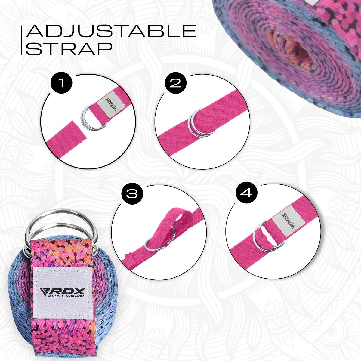 RDX SPORTS RDX F20 D-Ring Steel Buckle Cotton Yoga Strap 8 RDX SPORTS RDX F20 D-Ring Steel Buckle Cotton Yoga Strap - Image 6