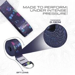 RDX SPORTS RDX F3 D-Ring Steel Buckle Cotton Yoga Strap -Rdx Sports f3 yoga strap pattern 3