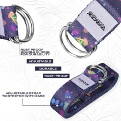 RDX SPORTS RDX F3 D-Ring Steel Buckle Cotton Yoga Strap -Rdx Sports f3 yoga strap pattern 4