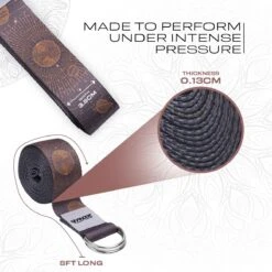 RDX SPORTS RDX F4 D-Ring Steel Buckle Cotton Yoga Strap -Rdx Sports f4 yoga strap pattern 3