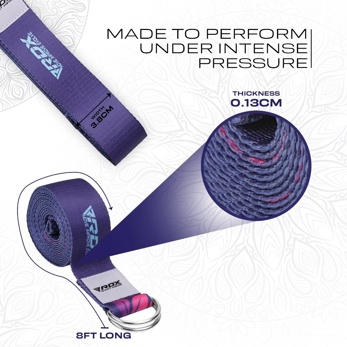 RDX SPORTS RDX F6 D-Ring Steel Buckle Cotton Yoga Strap 5 RDX SPORTS RDX F6 D-Ring Steel Buckle Cotton Yoga Strap - Image 3