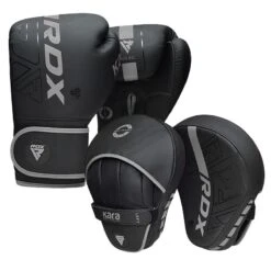 RDX SPORTS RDX F6 Kids 6oz KARA Boxing Gloves & Focus Pads -Rdx Sports f6 kara blac silver 10oz boxing gloves 4 6