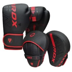 RDX SPORTS RDX F6 Kids 6oz KARA Boxing Gloves & Focus Pads -Rdx Sports f6 kara black red 8oz boxing gloves 4 6