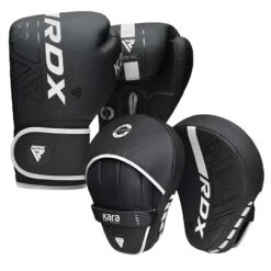 RDX SPORTS RDX F6 Kids 6oz KARA Boxing Gloves & Focus Pads -Rdx Sports f6 kara black white boxing gloves 2 2 1