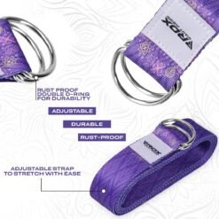 RDX SPORTS RDX F7 D-Ring Steel Buckle Cotton Yoga Strap -Rdx Sports f7 yoga strap pattern 4