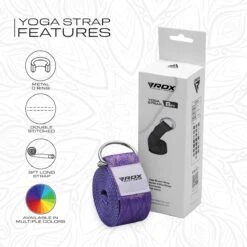 RDX SPORTS RDX F7 D-Ring Steel Buckle Cotton Yoga Strap -Rdx Sports f7 yoga strap pattern 7
