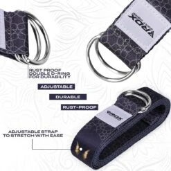 RDX SPORTS RDX F8 D-Ring Steel Buckle Cotton Yoga Strap -Rdx Sports f8 yoga strap pattern 4