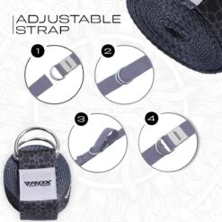 RDX SPORTS RDX F8 D-Ring Steel Buckle Cotton Yoga Strap -Rdx Sports f8 yoga strap pattern 6