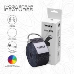 RDX SPORTS RDX F8 D-Ring Steel Buckle Cotton Yoga Strap -Rdx Sports f8 yoga strap pattern 7