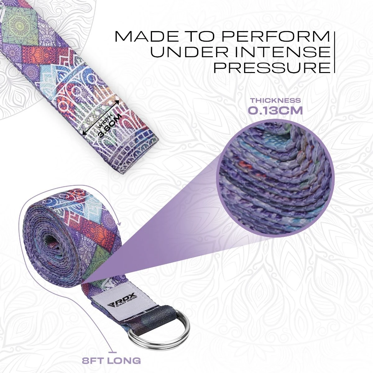 RDX SPORTS RDX F9 D-Ring Steel Buckle Cotton Yoga Strap 5 RDX SPORTS RDX F9 D-Ring Steel Buckle Cotton Yoga Strap - Image 3