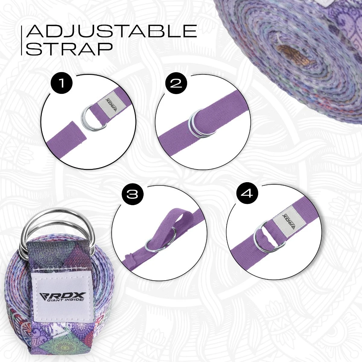 RDX SPORTS RDX F9 D-Ring Steel Buckle Cotton Yoga Strap 8 RDX SPORTS RDX F9 D-Ring Steel Buckle Cotton Yoga Strap - Image 6