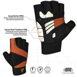 RDX SPORTS RDX S14 FERRIS WEIGHTLIFTING LEATHER GYM GLOVES -Rdx Sports ferris weight lifting gloves 231