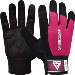 RDX SPORTS RDX W1 Full Finger Gym Gloves -Rdx Sports pink w1 full gym glove 1 1