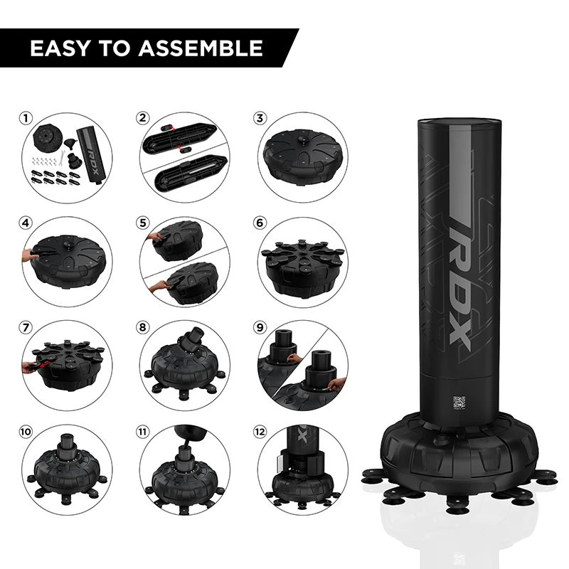 RDX SPORTS RDX F6 6FT KARA BLACK FREE STANDING PUNCH BAG WITH MITTS SET 14 RDX SPORTS RDX F6 6FT KARA BLACK FREE STANDING PUNCH BAG WITH MITTS SET - Image 12