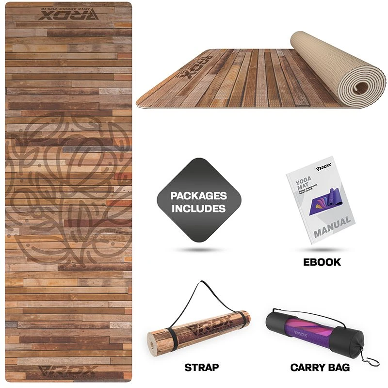 RDX SPORTS RDX D4 Iris 6mm PVC Yoga Mat Rustic Wood 6 RDX SPORTS RDX D4 Iris 6mm PVC Yoga Mat Rustic Wood - Image 4