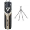 RDX SPORTS RDX T17 AURA 4ft / 5ft 2-in-1 Training Punch Bag In Pearl Black / White / Golden Set -Rdx Sports rdx black golden training punching bag 6