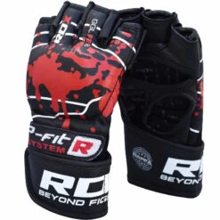 RDX SPORTS RDX F2 BLACK LEATHER MMA FIGHT GLOVES -Rdx Sports rdx leather blood mma fighting grappling gloves 35