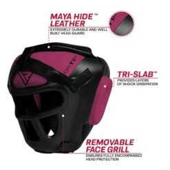 RDX SPORTS RDX T1 Women Full Face Protection Headgear Unbreakable Detachable Cage Guard Pink/Black -Rdx Sports rdx t1 pink head guard with face cage