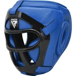 RDX SPORTS RDX T1 FULL FACE PROTECTION HEADGEAR UNBREAKABLE DETACHABLE CAGE GUARD -Rdx Sports rdx t1f head guard with removable face cage blue 1