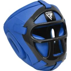 RDX SPORTS RDX T1 FULL FACE PROTECTION HEADGEAR UNBREAKABLE DETACHABLE CAGE GUARD -Rdx Sports rdx t1f head guard with removable face cage blue 2