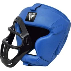 RDX SPORTS RDX T1 FULL FACE PROTECTION HEADGEAR UNBREAKABLE DETACHABLE CAGE GUARD -Rdx Sports rdx t1f head guard with removable face cage blue 5