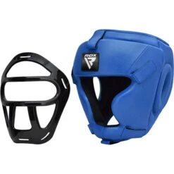 RDX SPORTS RDX T1 FULL FACE PROTECTION HEADGEAR UNBREAKABLE DETACHABLE CAGE GUARD -Rdx Sports rdx t1f head guard with removable face cage blue 6