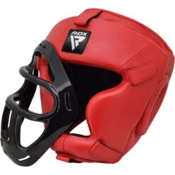 RDX SPORTS RDX T1 FULL FACE PROTECTION HEADGEAR UNBREAKABLE DETACHABLE CAGE GUARD -Rdx Sports rdx t1f head guard with removable face cage red 5