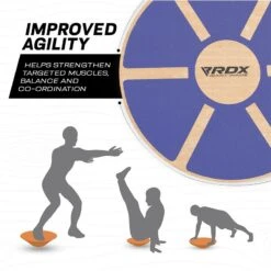 RDX SPORTS RDX W1 Wooden Wobble Round Balance Board -Rdx Sports rdx w1 blue wooden balance board 2 1